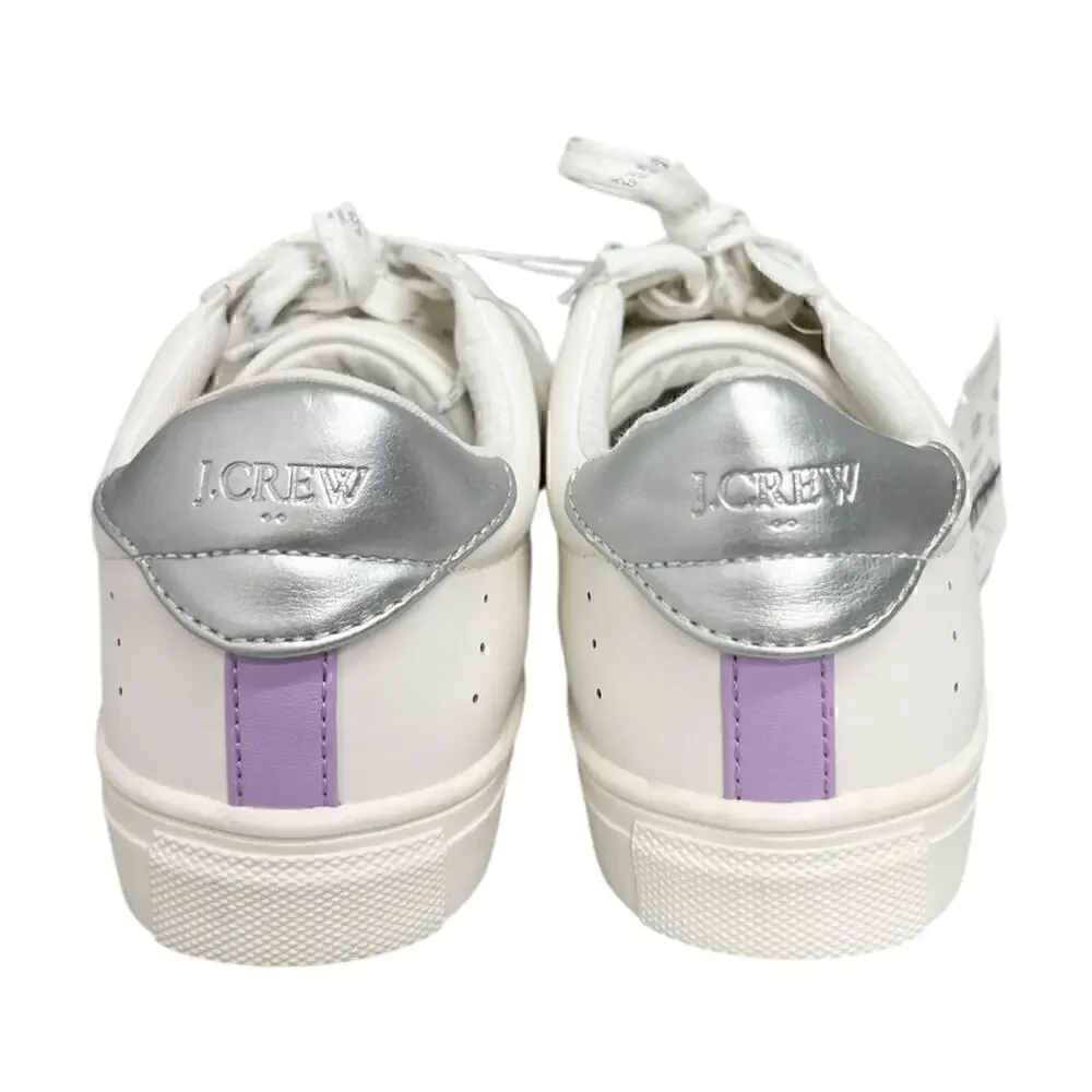 J.Crew Factory Girls' lace-up sneakers White Lavender BW251 size K5 NWT